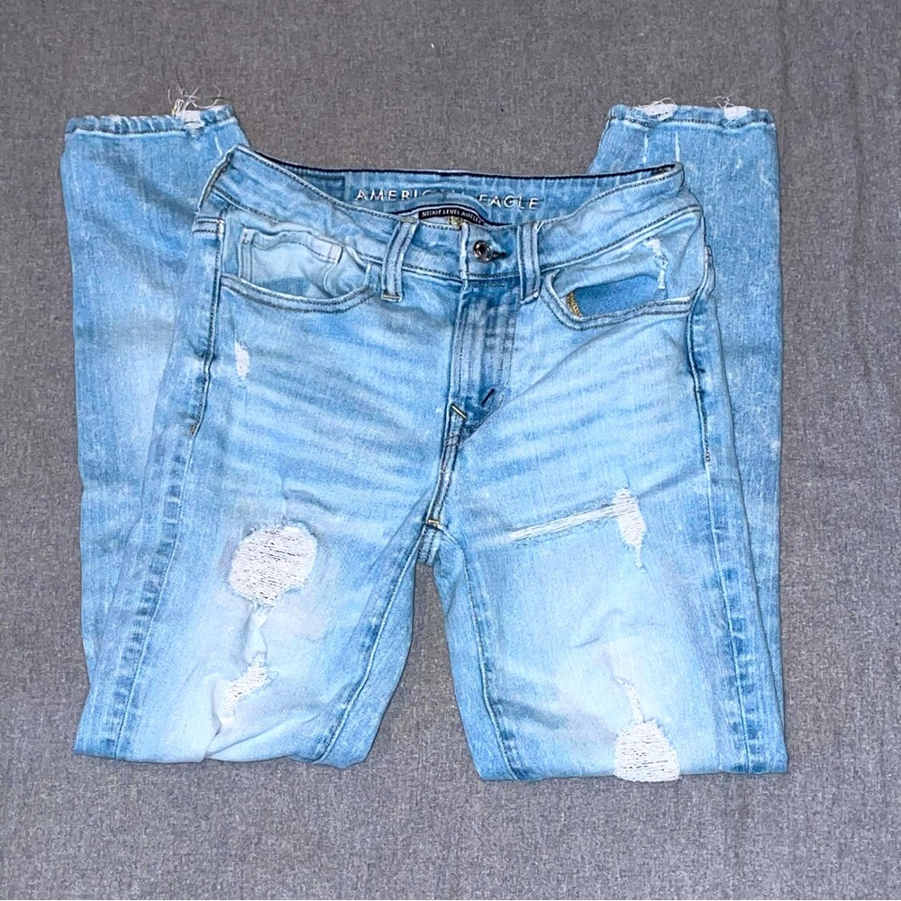 American Eagle Next Level Airflex Ripped Skinny Jeans (Unisex) Size 28 x 28